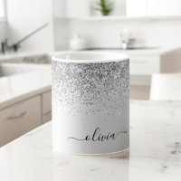Silberne Glitter-Metall-Monogramm Glam Name