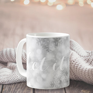 Silberne Glitter-Schneeflocken Festlich Kaffeetasse