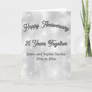 Silberne Glitter-Textur 25. Hochzeitstag Karte