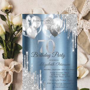 Silberne Glitter-Tropfen-Ballons Blau Metallisch 7 Einladung