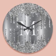 Silberne Glitter-Tropfen Monogramm Personalisiert