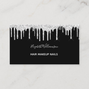 Silberne Glitter-Tropfen Weiße Schwarze Elegante W Visitenkarte