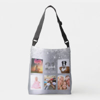 Silberne Glitzer Foto Collage Monogramm