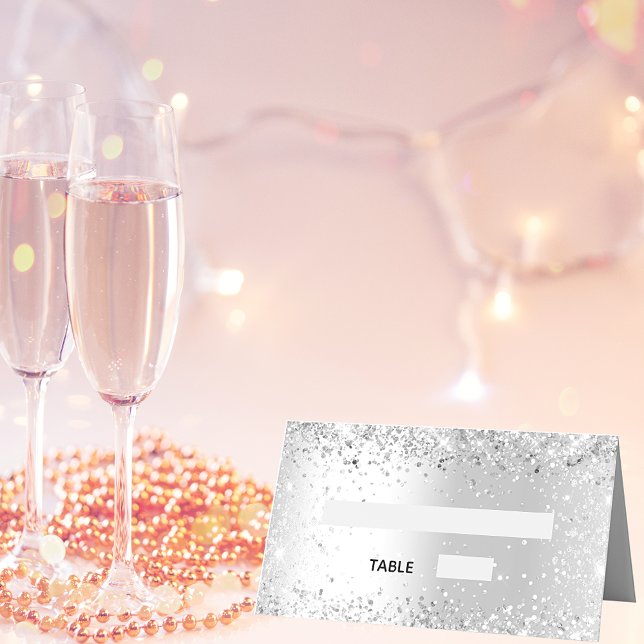 Silberne Glitzer Glitzern Hochzeit Platzkarte (Von Creator hochgeladen)