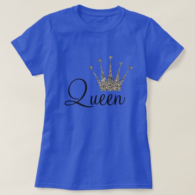 Silberne Glitzer-Königin T-Shirt (Design vorne)