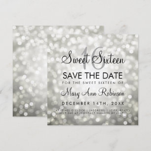 Silberne Glitzer-Lichter des Bonbon-16 Save the Einladung