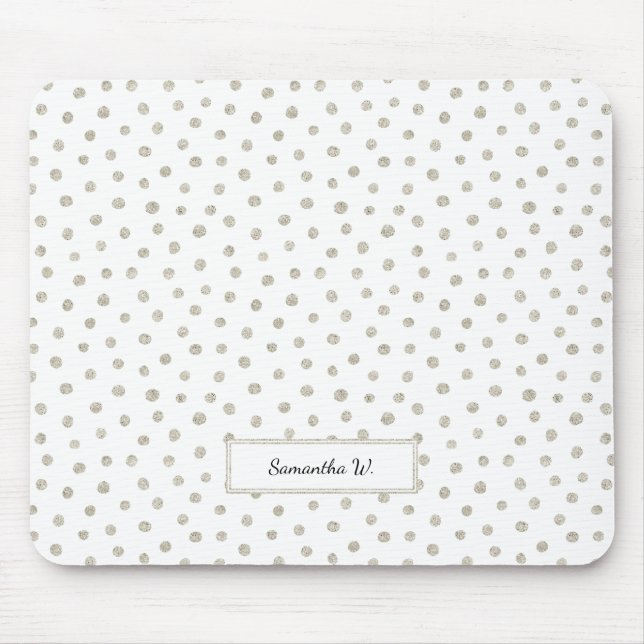 Silberne Glitzer-Punkte Mousepad (Vorne)