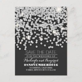 Silberne Glitzer-Reihe von Lichtern Save the Date Ankündigungspostkarte