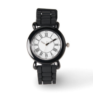 Silberne Glitzer-römische Ziffern-Uhr Armbanduhr