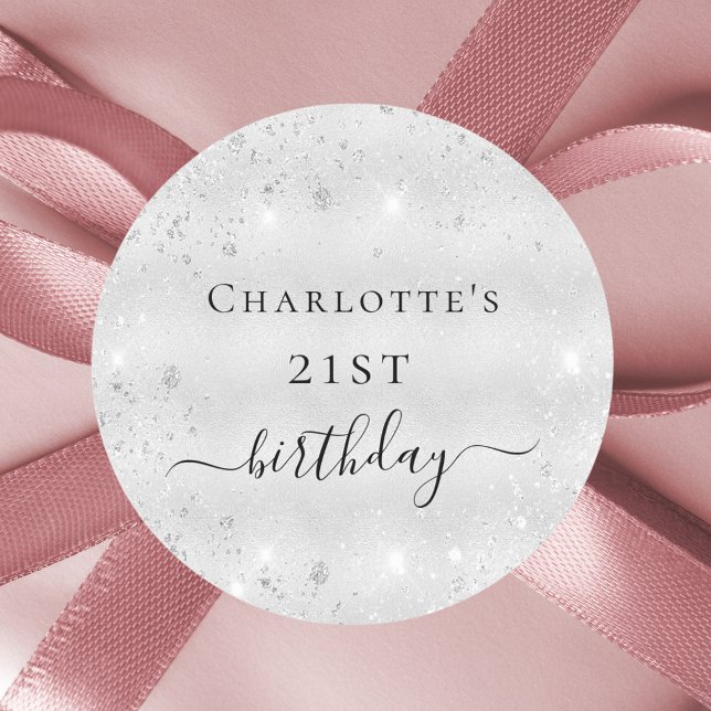 Silberne Glitzer Runder Aufkleber (Von Creator hochgeladen)