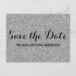 Silberne Glitzer-Save the Date Postkarte