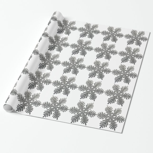 Silberne Glitzer-Schneeflocke-Weihnachtsdekoration Geschenkpapier (Ungerollt)