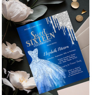 Silberne Glitzer-Tropfen, metallisches blaues Klei Einladung