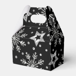 Silberne Glitzer und Schneeflocken Geschenkschachtel