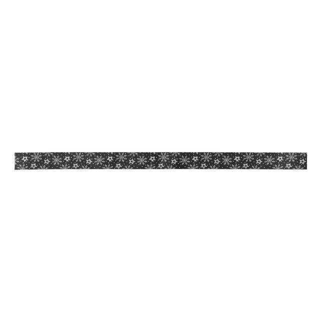 Silberne Glitzer und Schneeflocken Satinband (Vorderseite)