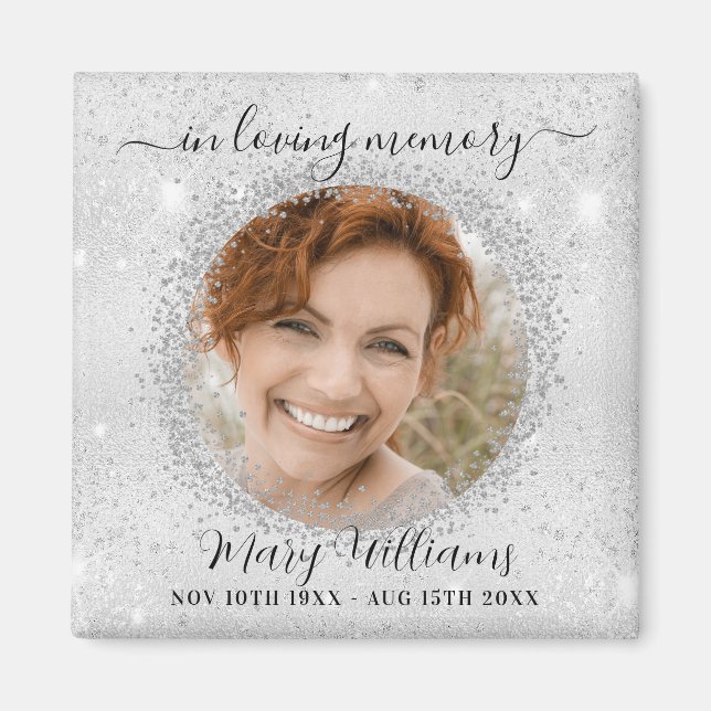 Silberne Glitzern Foto elegant Magnet (Vorne)