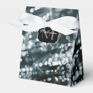 Silberne Glitzern Tiefgefroren Eisblasen Monogramm Geschenkschachtel