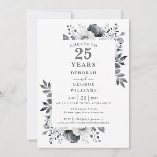 Silberne Glückwünsche zum 25. Hochzeitstag  Einladung