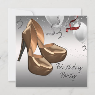 Silberne goldene High Heel Schuhe Geburtstagsfeier Einladung