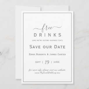 Silberne Gratis-Drinks Save-the-Date-Karte Save The Date