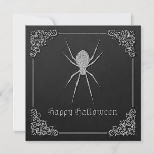 Silberne Halloween-Spinne Einladung