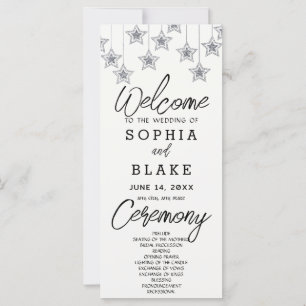 Silberne Hängende Sterne Off-White Hochzeitsprogra