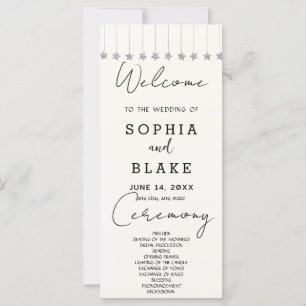 Silberne Hängende Sterne Off-White Hochzeitsprogra