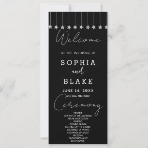 Silberne hängende Sterne Schwarzes Hochzeitsprogra