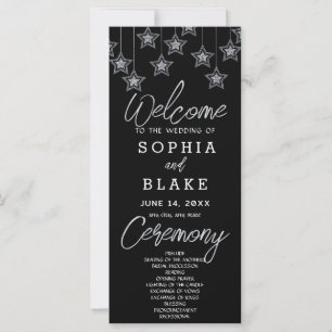Silberne hängende Sterne Schwarzes Hochzeitsprogra