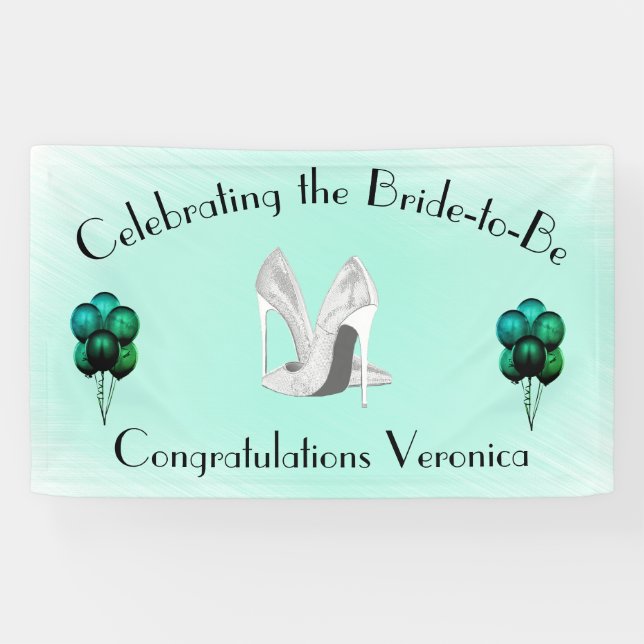 Silberne Heels auf Mint Bridge zu Glückwunsch Banner (Horizontal)