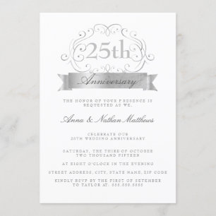 Silberne Hochzeit 25. Jubiläumseinladungen Einladung