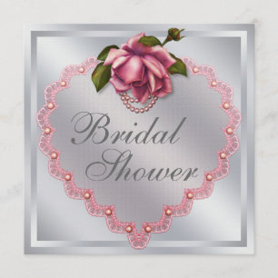 Silberne Hochzeit mit Rosa Rosenherz Einladung