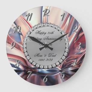 Silberne Hochzeit Ombre 25. Hochzeitstag Große Wanduhr