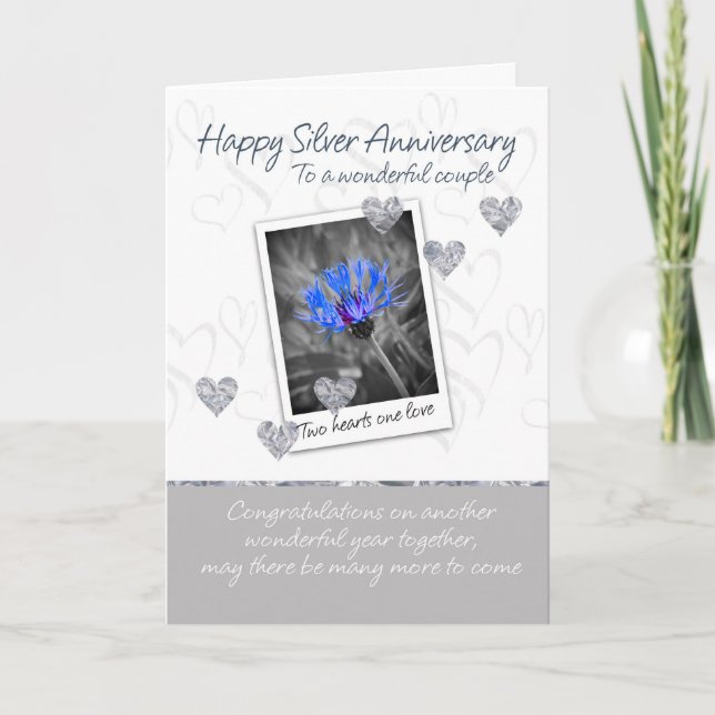 Silberne Hochzeitkarte - 25 Jahre Karte (Vorderseite)