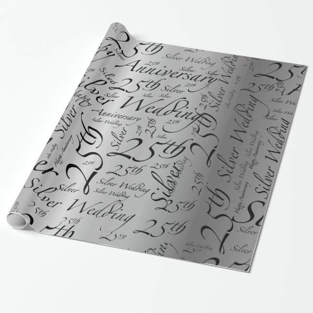 Silberne Hochzeits-25. Jahrestag Geschenkpapier (Ungerollt)