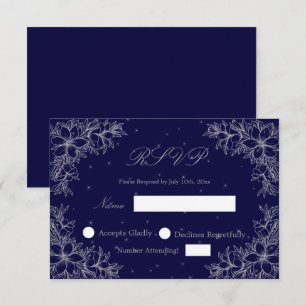 Silberne Hochzeits-RSVP mit aufwendigen floralen G RSVP Karte