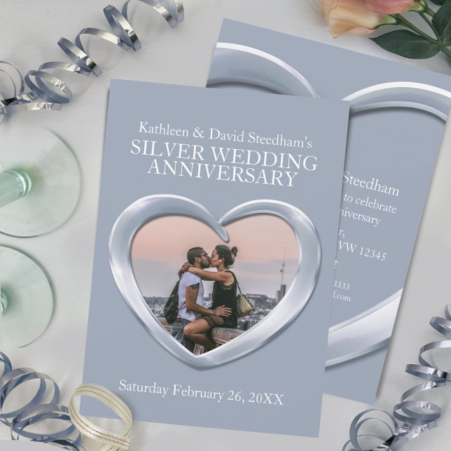 Silberne Hochzeitsherz Foto 25 Jahre laden ein Einladung (Von Creator hochgeladen)