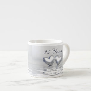 Silberne Hochzeitsherzen Espressotasse