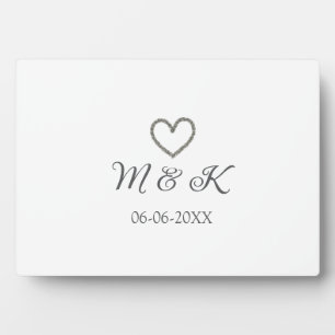 Silberne Hochzeitspaar-Name-Buchstabe modern  Fotoplatte