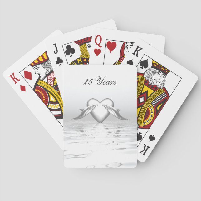 Silberne Jubiläumsdeln und Herz Spielkarten (Rückseite)