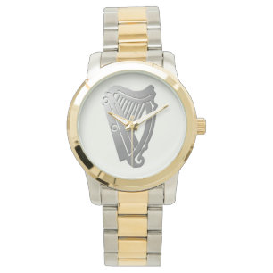Silberne keltische Harfen-Uhr Armbanduhr
