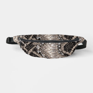 Silberne Kristall-Schlangenhaut Luxus Bauchtasche