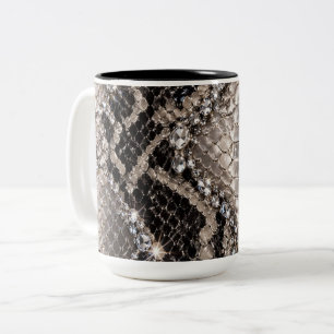 Silberne Kristall-Schlangenhaut Luxus Zweifarbige Tasse