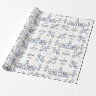 silberne Krone von Herzdiamanten Geschenkpapier