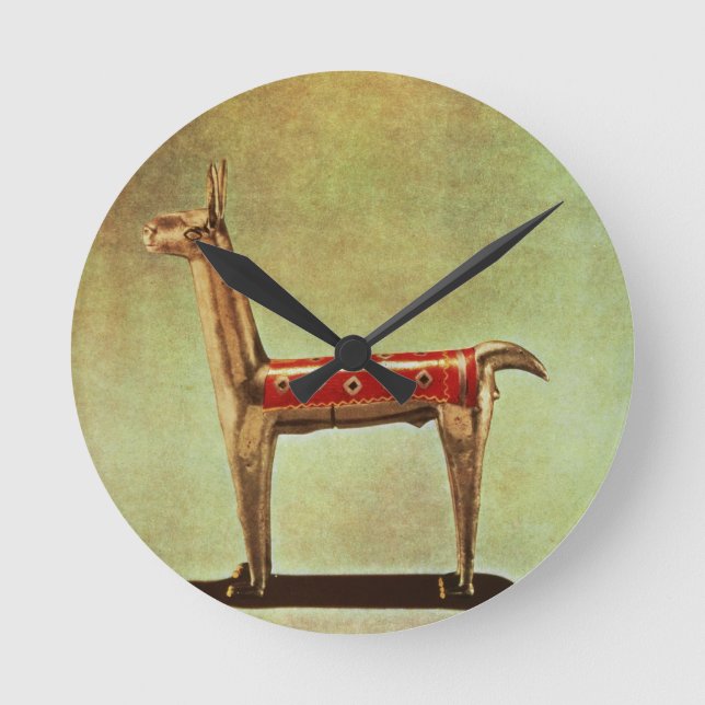 Silberne Lama-Figürchen, von Peru, nach 1438 Runde Wanduhr (Vorderseite)