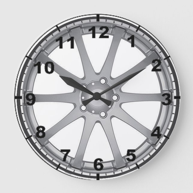 "Silberne Legierungs-Rad" Entwurfs-Wanduhren Große Wanduhr (Vorderseite)