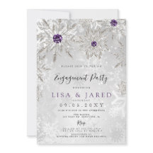 Silberne Lila Schneeflocken Winter Engagement Part