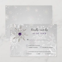 Silberne lila Schneeflocken Winterhochzeit uAwg