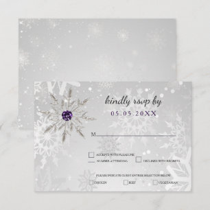 Silberne lila Schneeflocken Winterhochzeit uAwg Einladung