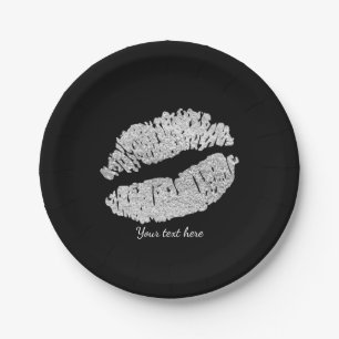 Silberne Lippen Faux Sparkle Kiss Beauty Make-up-P Pappteller